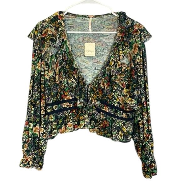 NWT Free People Rudi Ruffle Top Women's Large - Picture 2 of 8